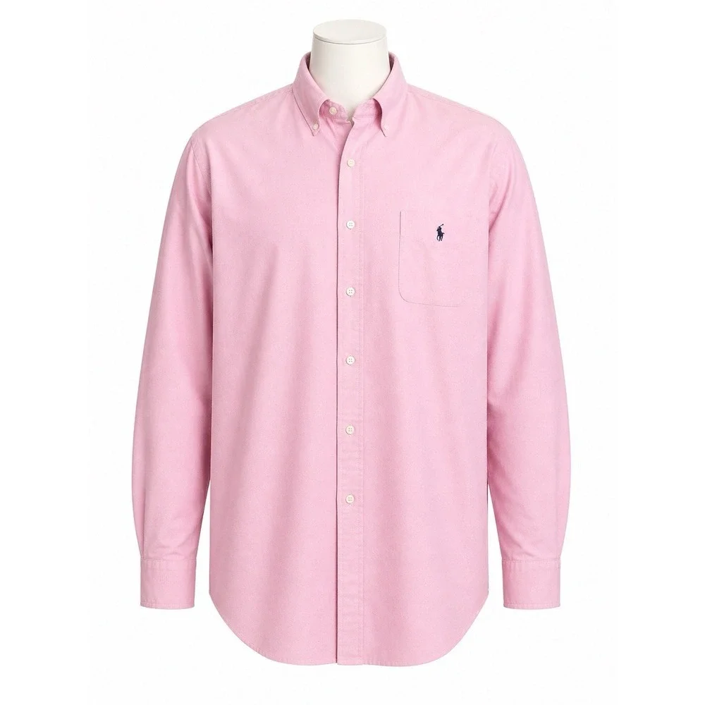 Polo Ralph Lauren Mens Button Pink Shirt Oxford Pony Logo Big Size XL